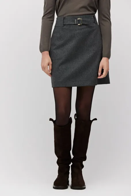 Šedá mini sukně s kašmírem