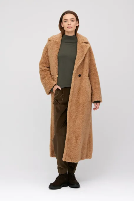 Kamelový kabát teddy bear s velbloudí vlnou a hedvábím