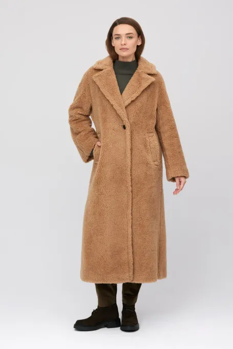 Kamelový kabát teddy bear s velbloudí vlnou a hedvábím