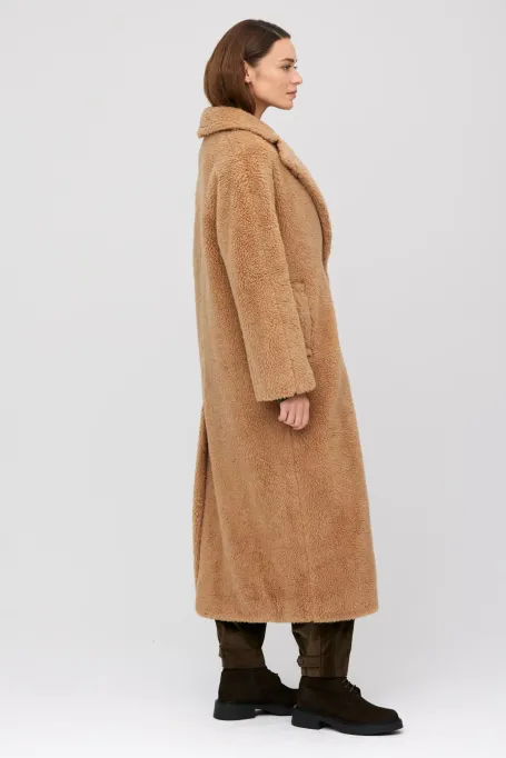 Kamelový kabát teddy bear s velbloudí vlnou a hedvábím