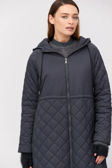 Šedá bunda s velbloudí vlnou