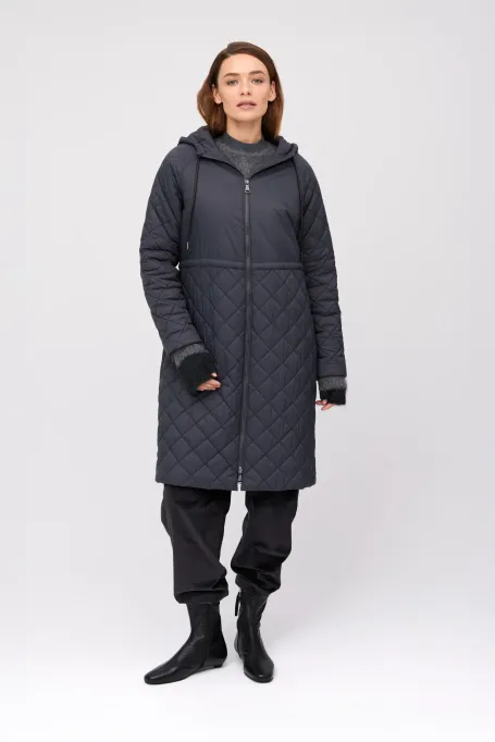 Šedá bunda s velbloudí vlnou