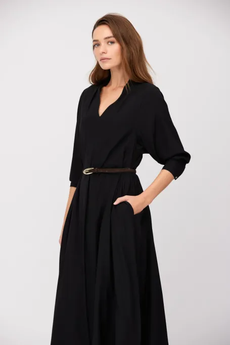 Černá midi sukně z hedvábí