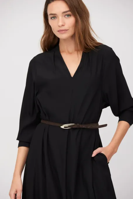 Černá midi sukně z hedvábí