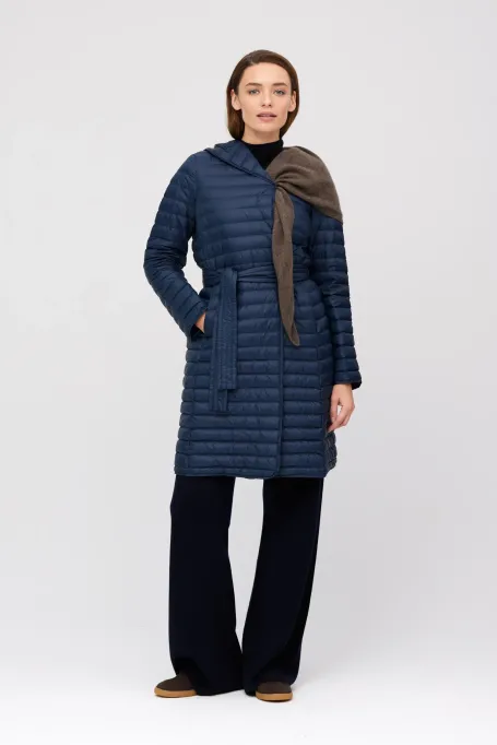Lehká granátová péřová bunda s kapucí Mila