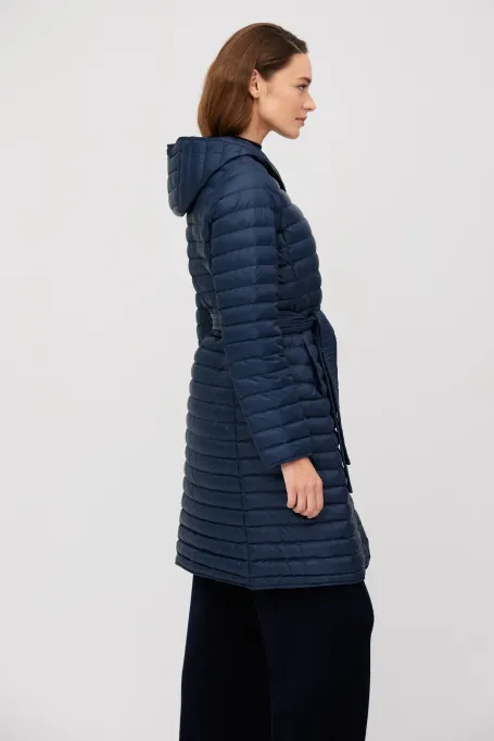 Lehká granátová péřová bunda s kapucí Mila