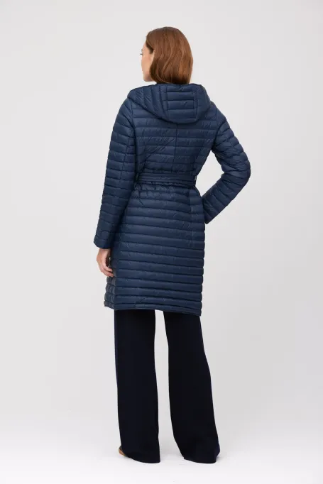 Lehká granátová péřová bunda s kapucí Mila