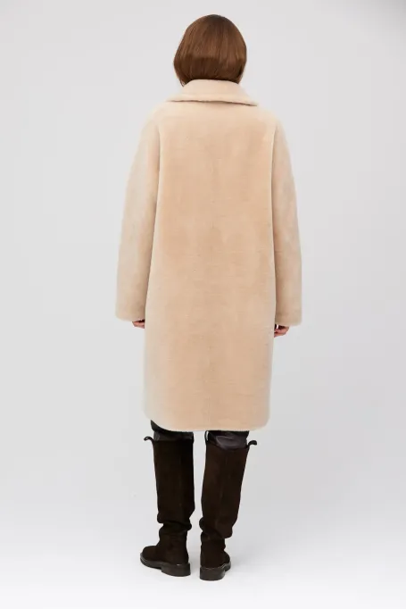 Beige midi kabát z vlny teddy bear