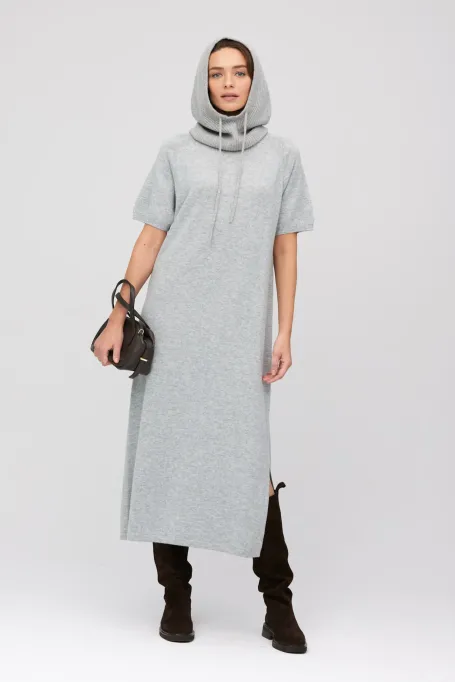 Šedé midi šaty z merino vlny a kašmíru