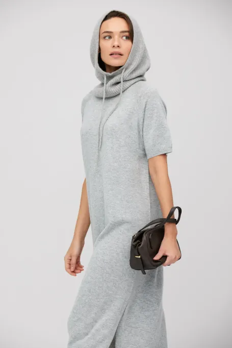 Šedé midi šaty z merino vlny a kašmíru