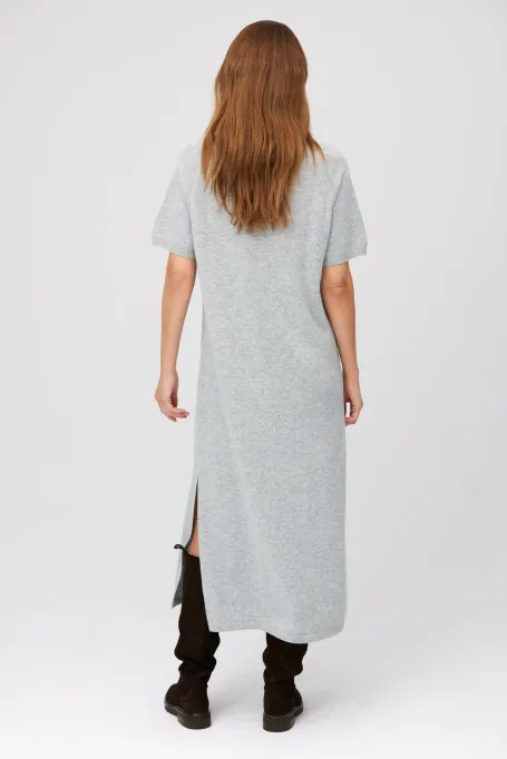 Šedé midi šaty z merino vlny a kašmíru