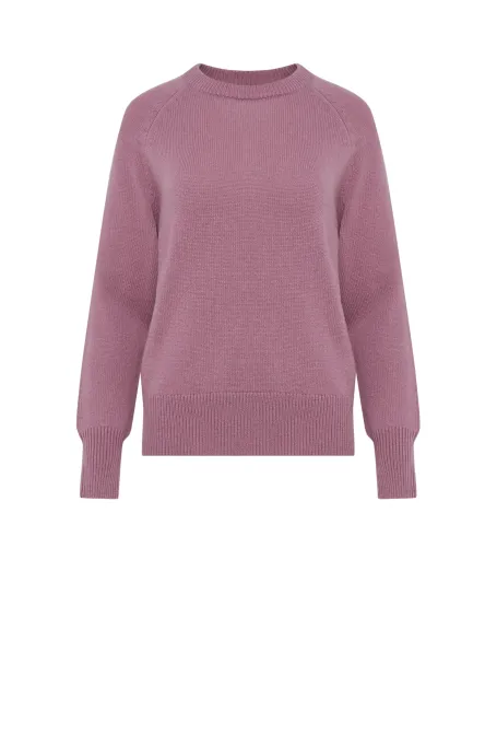 Fialový svetr s kašmírem a merinovou vlnou