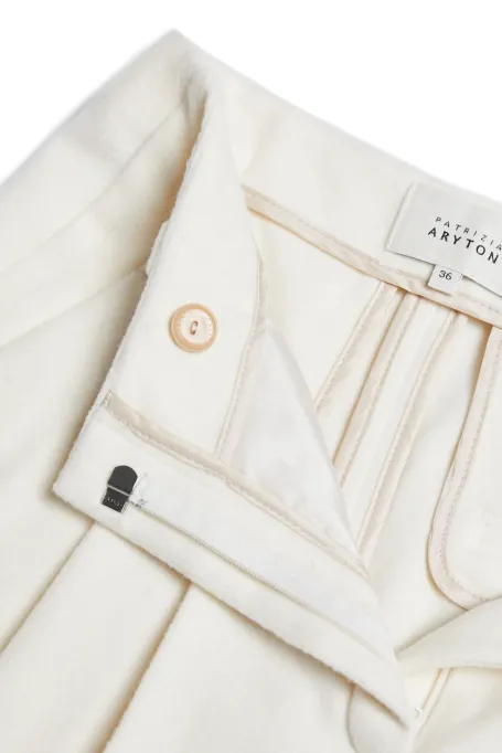 Krémové vlněné kalhoty do saka s kašmírem