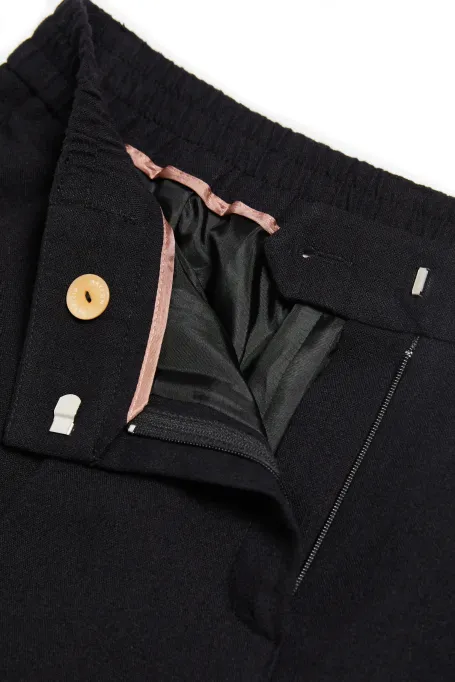 Černé kalhoty s vlnou a lnem