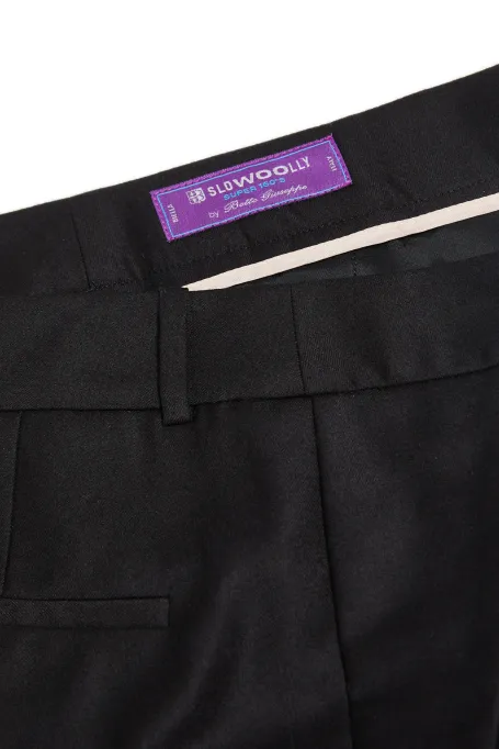 Černé vlněné kalhoty s širokou nohavicí