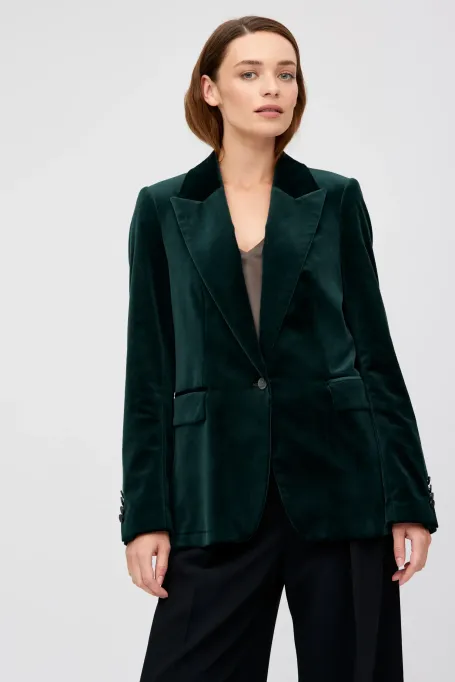 Sametový jednobarevný sako