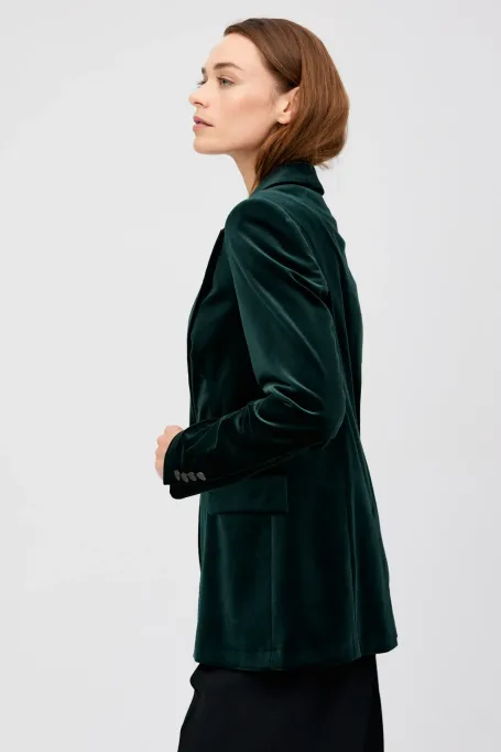 Sametový jednobarevný sako