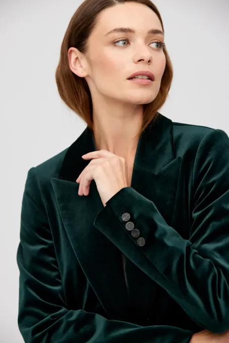 Sametový jednobarevný sako