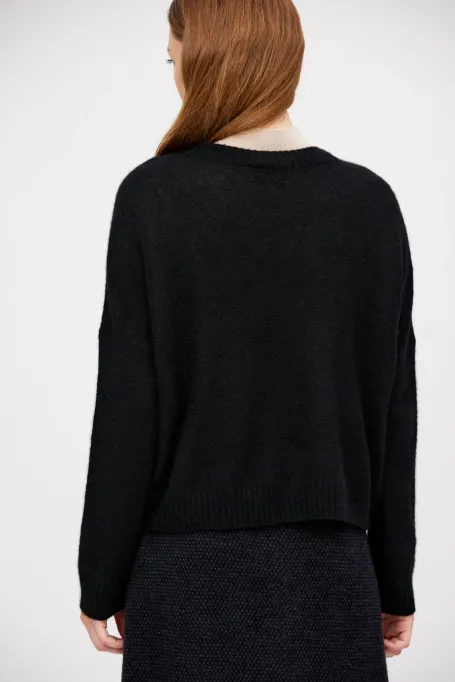 Černý svetr z kašmíru a hedvábí - Patrizia Aryton