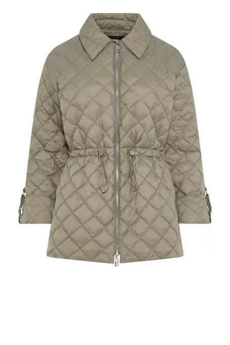 Zelená péřová bunda s límcem