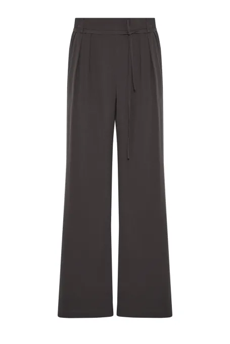 Široké šedé hedvábné kalhoty
