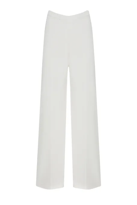 Bílé široké úpletové kalhoty