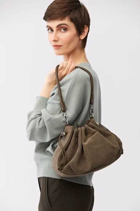 Zelená kabelka ze semišové kůže - Patrizia Aryton