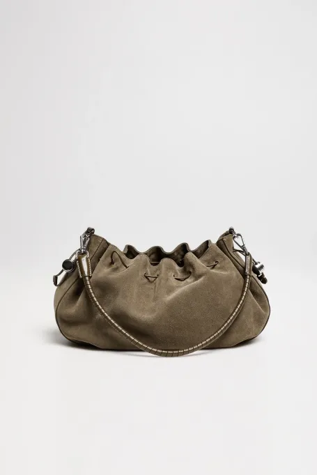 Zelená kabelka ze semišové kůže - Patrizia Aryton