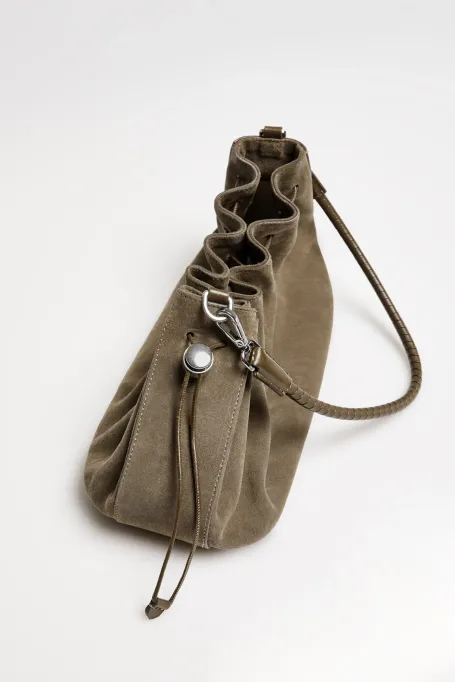 Zelená kabelka ze semišové kůže - Patrizia Aryton