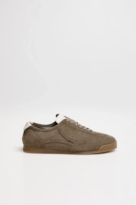 Zelené sneakersy ze semišové kůže