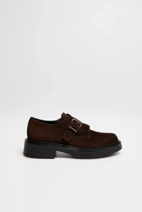 Hnědé semišové monk shoes