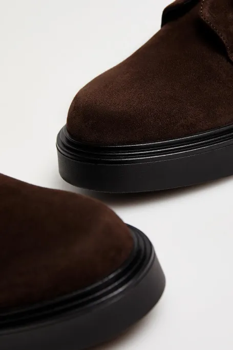 Hnědé semišové monk shoes