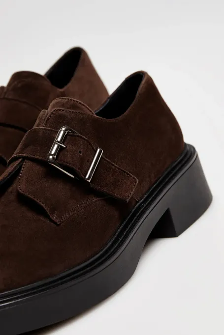 Hnědé semišové monk shoes
