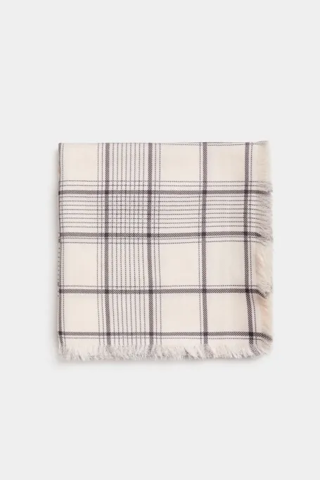 Kostkovaný šátek z vlny a hedvábí