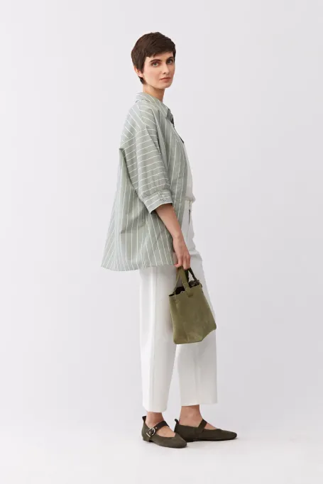 Volná košile z lnu a bavlny