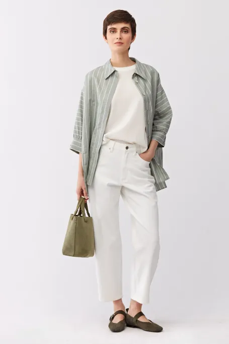 Volná košile z lnu a bavlny