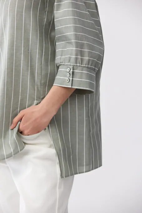 Volná košile z lnu a bavlny