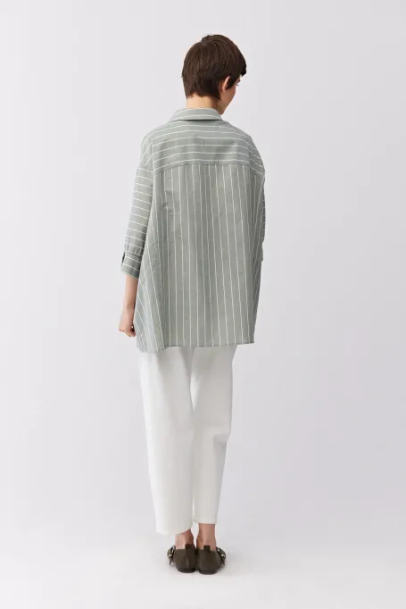 Volná košile z lnu a bavlny