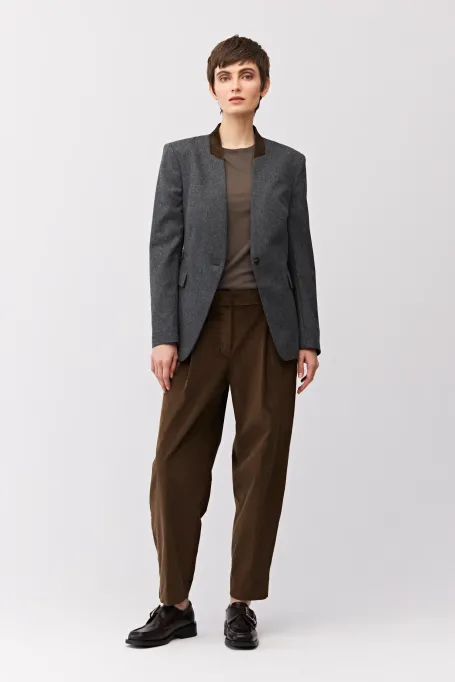 Šedý jednoradový blejzr s kašmírem - Patrizia Aryton