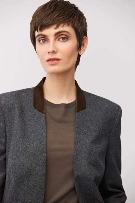 Šedý jednoradový blejzr s kašmírem - Patrizia Aryton