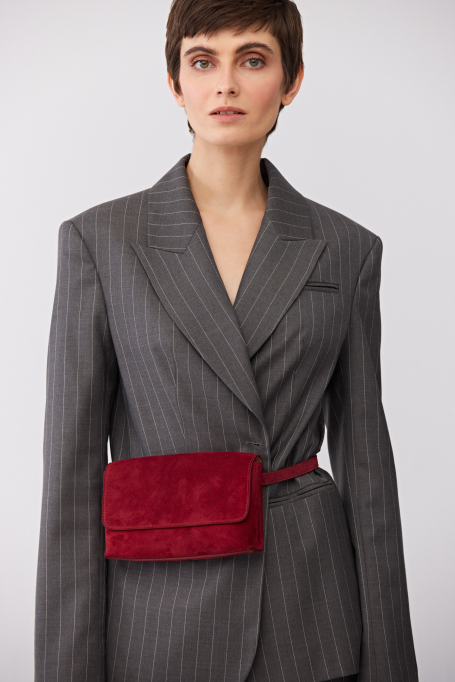 Šedé vlněné sako s proužky do obleku