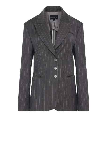 Šedé vlněné sako s proužky do obleku
