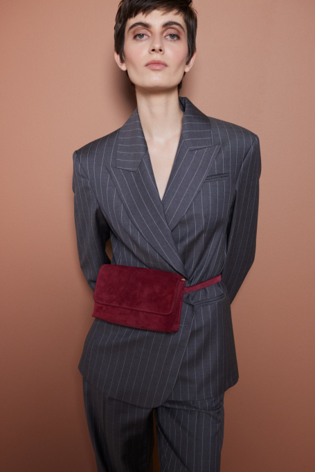 Šedé vlněné sako s proužky do obleku