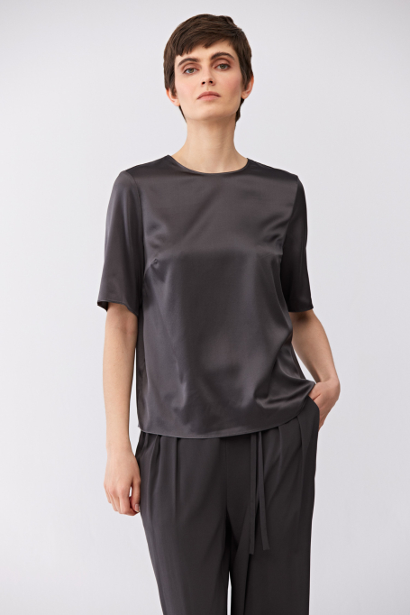 Šedá hedvábná halenka