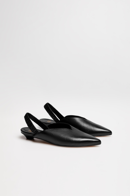 Černé kožené slingback boty