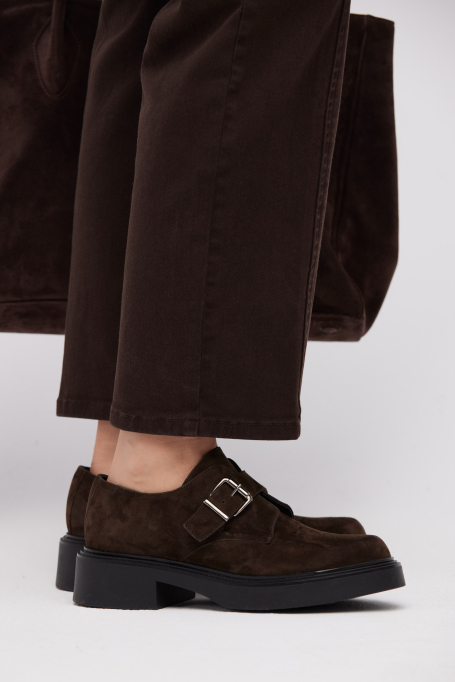 Hnědé semišové monk shoes