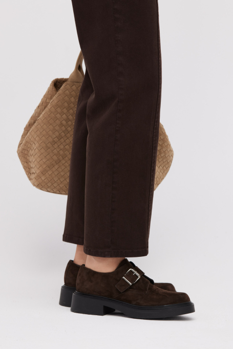 Hnědé semišové monk shoes