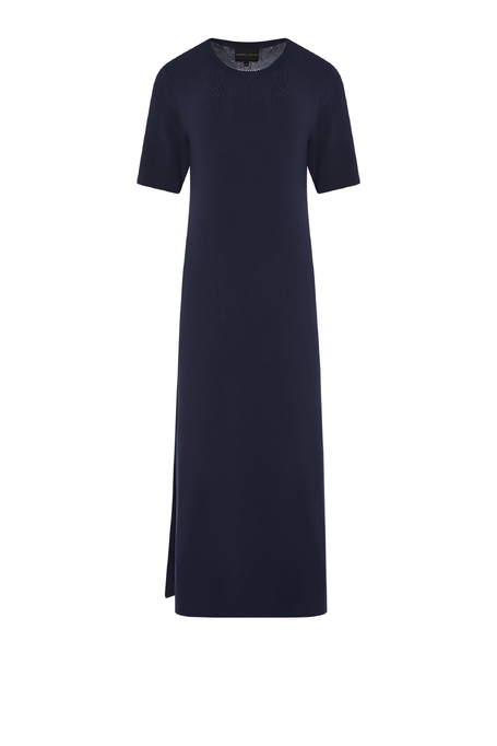 Tmavě modré úpletové midi šaty