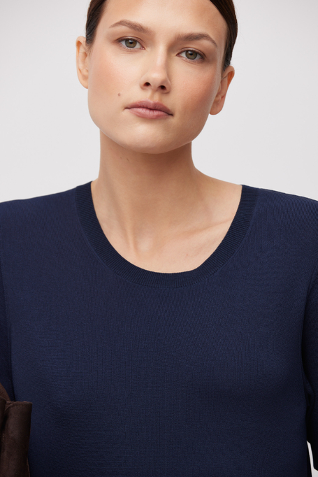 Tmavě modré úpletové midi šaty