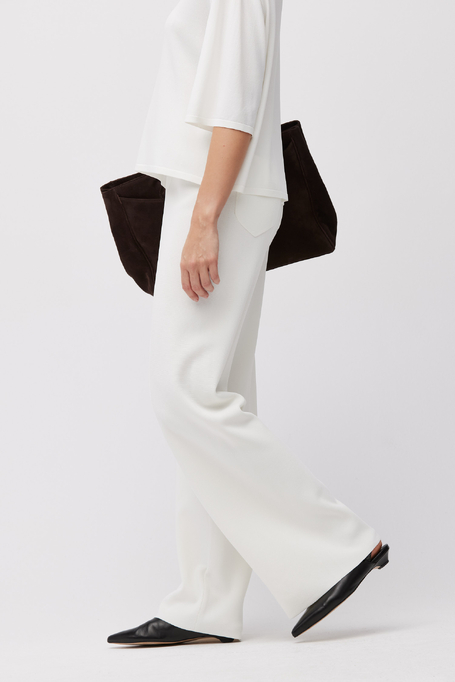 Bílé široké úpletové kalhoty